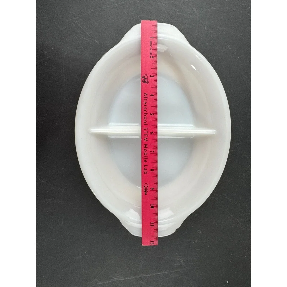 Vintage Fire King Divided‎ Serving Dish Yellow Orange Opalescent Oval Casserole